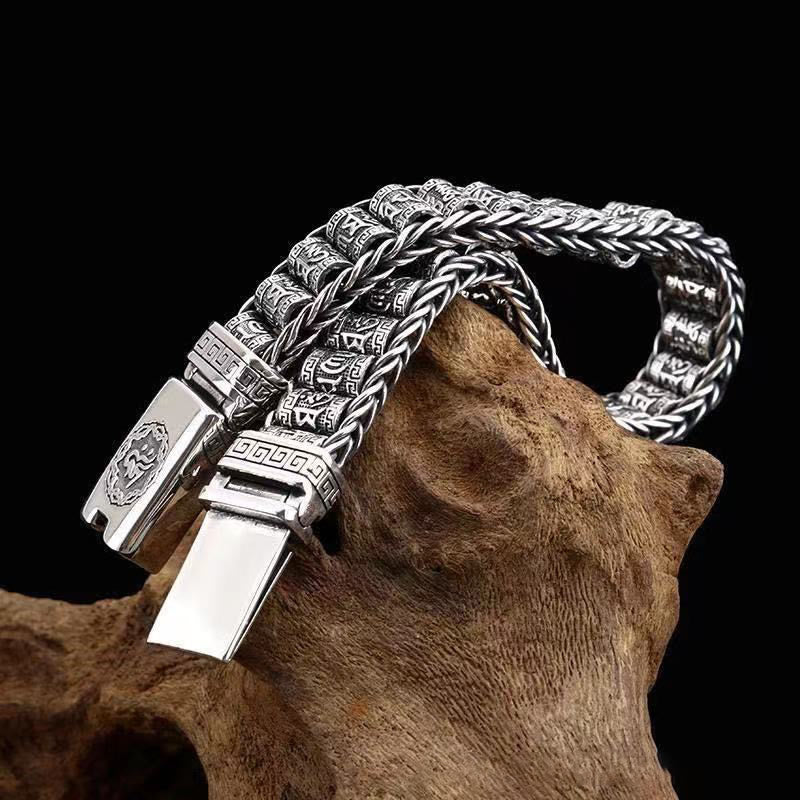 Bracciale in metallo con fibbia in rame tibetano Buddha Stones e Om Mani Padme Hum - Image 13