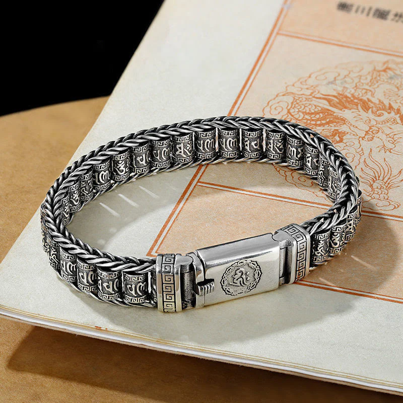 Bracciale in metallo con fibbia in rame tibetano Buddha Stones e Om Mani Padme Hum - Image 2