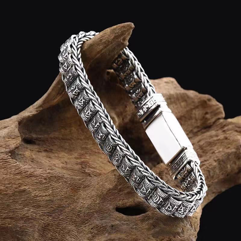 Bracciale in metallo con fibbia in rame tibetano Buddha Stones e Om Mani Padme Hum - Image 3