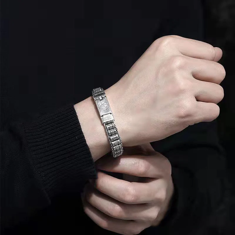 Bracciale in metallo con fibbia in rame tibetano Buddha Stones e Om Mani Padme Hum - Image 5