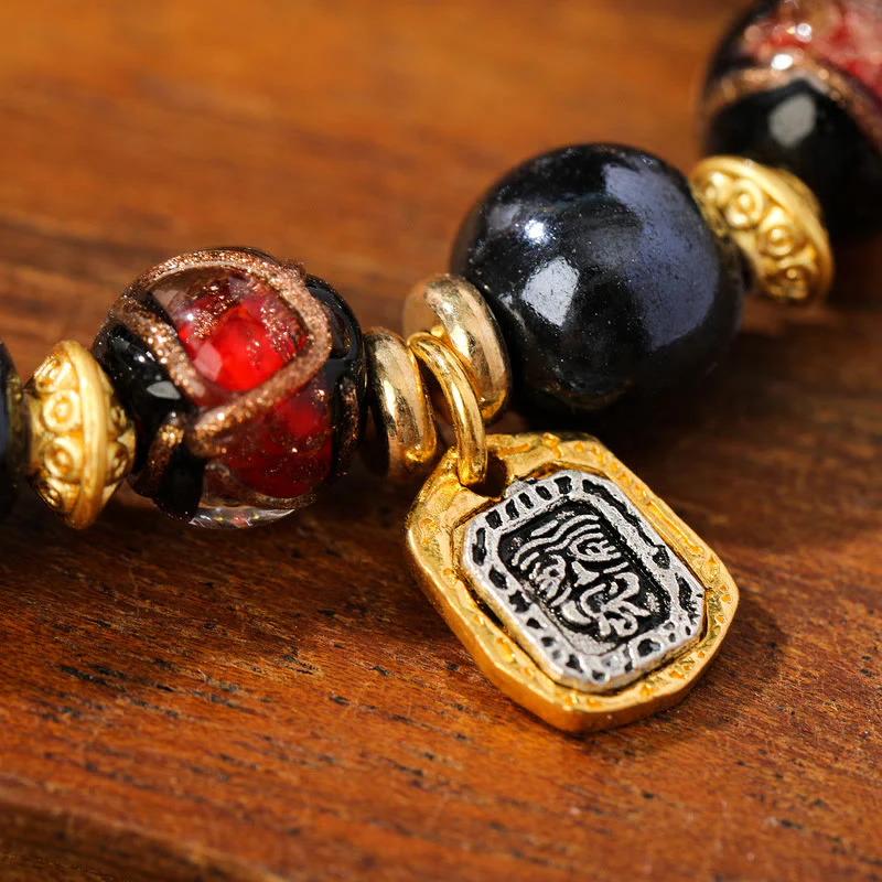 Buddha Stones Tibetano Zakiram Dea della Ricchezza Liuli Vetro Incenso Cenere Perlina di Porcellana Braccialetto della Fortuna - Image 6