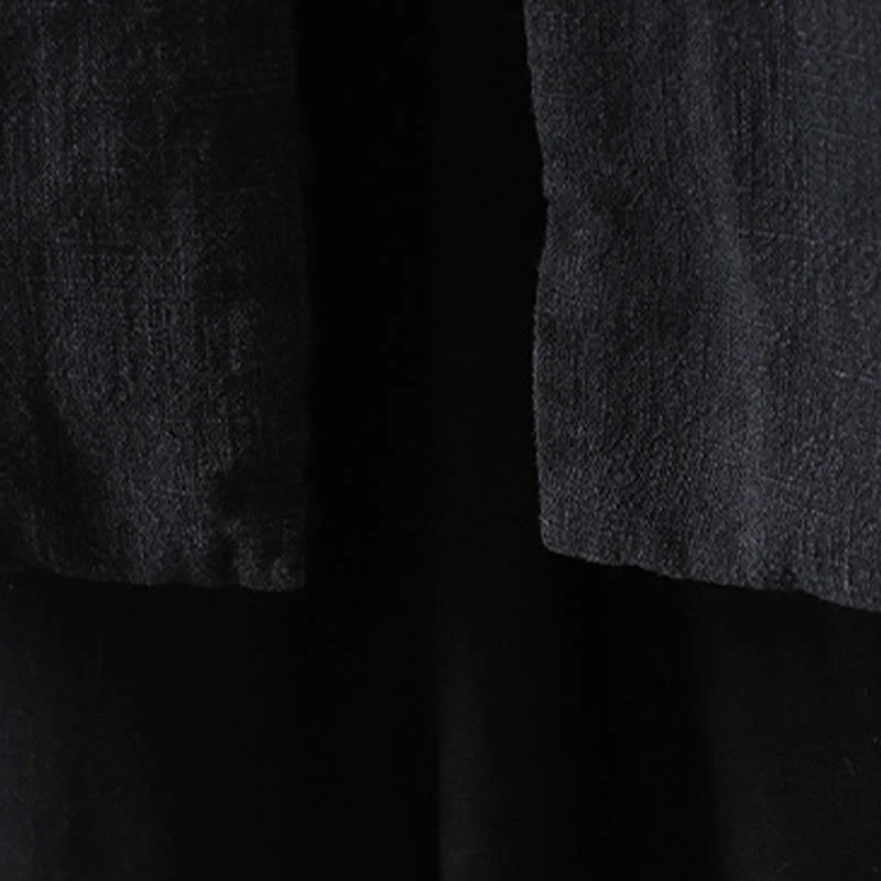 Giacca da donna in cotone e lino con collo alto e bottoni a rana, tinta unita, con motivo Buddha Stones. - Image 23