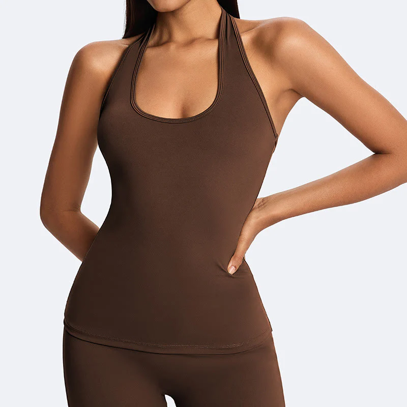 Buddha Stones Top senza maniche senza spalline con scollo all'americana e schiena scoperta, pantaloni a gamba dritta per sport, fitness e yoga - Image 2