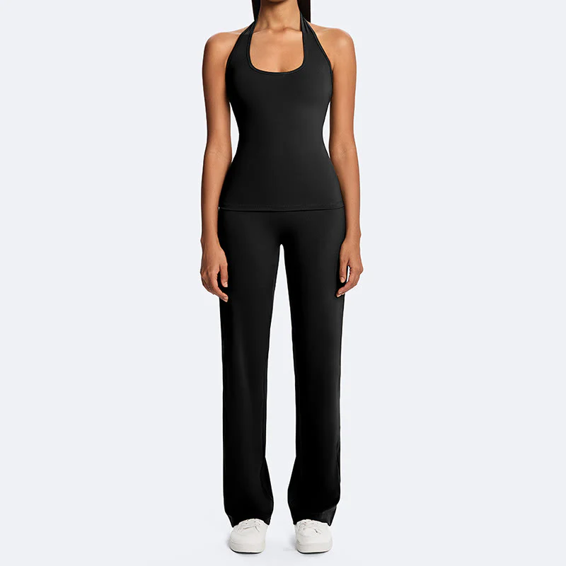 Buddha Stones Top senza maniche senza spalline con scollo all'americana e schiena scoperta, pantaloni a gamba dritta per sport, fitness e yoga - Image 27