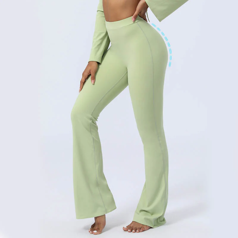 Buddha Stones Top senza spalline a maniche lunghe con reggiseno e pantaloni svasati, completo fitness e yoga - Image 4