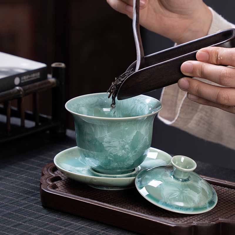 Buddha Stones tradizionale smaltato ceramica Gaiwan Sancai tazza da tè Kung Fu tazza da tè e piattino con coperchio 180ml - Image 9