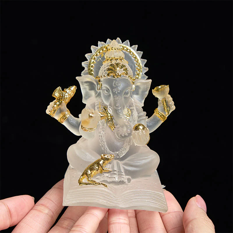 Buddha Stones trasparenti bianche Ganesh Ganpati Statua dell'elefante Protezione Decorazione della casa in resina - Image 5