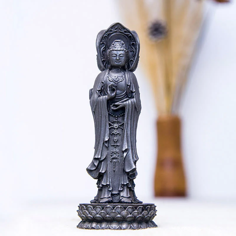 Buddha Stones Triangolare Kwan Yin Avalokitesvara Ferro Polvere Ruggine Resina Statua Ricchezza Decorazione Scrivania - Image 23