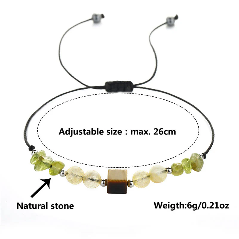 Buddha Stones Trova la tua gioia Braccialetto in corda della pace con peridoto, citrino, occhio di tigre - Image 12
