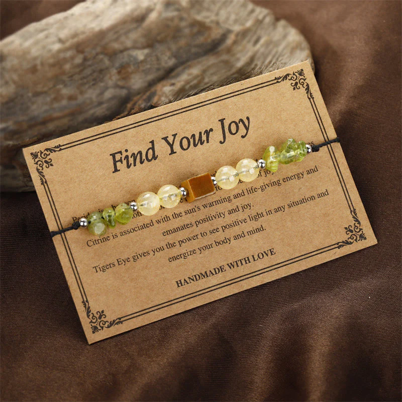 Buddha Stones Trova la tua gioia Braccialetto in corda della pace con peridoto, citrino, occhio di tigre - Image 3