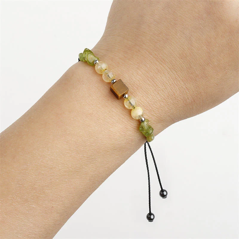 Buddha Stones Trova la tua gioia Braccialetto in corda della pace con peridoto, citrino, occhio di tigre - Image 8