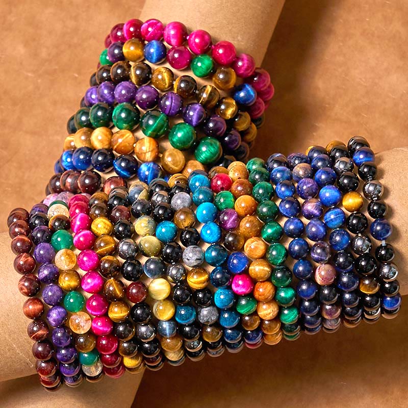 Buddha Stones Vari braccialetti di fiducia in occhio di tigre