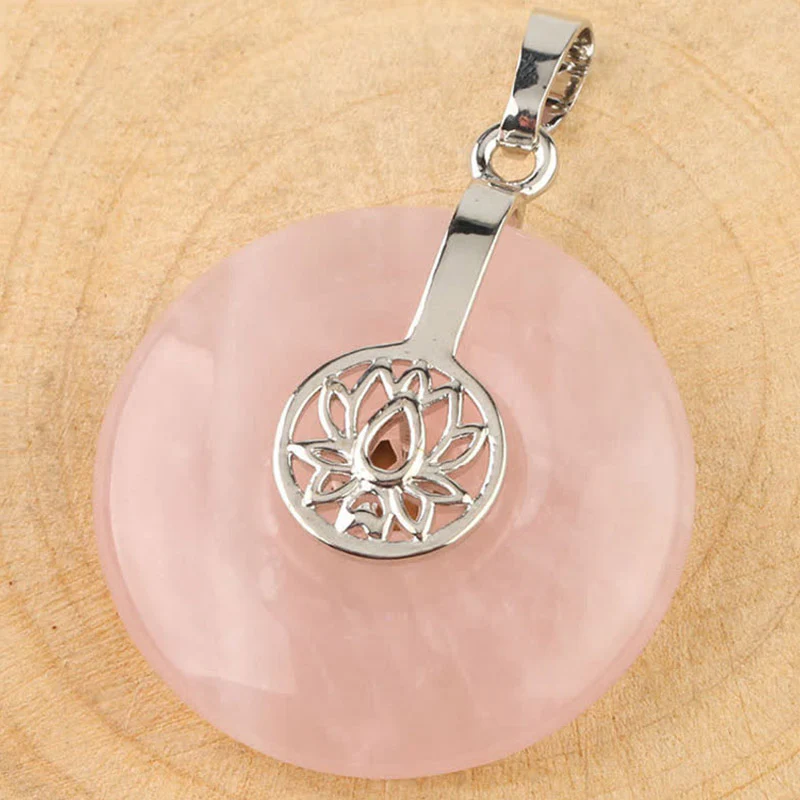 Buddha Stones Vari cristalli Ametista Cristallo rosa Loto Collana pendente curativa - Image 10