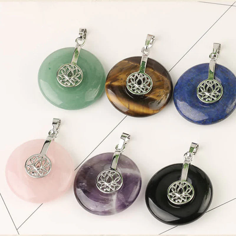 Buddha Stones Vari cristalli Ametista Cristallo rosa Loto Collana pendente curativa - Image 4