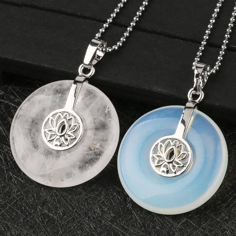Buddha Stones Vari cristalli Ametista Cristallo rosa Loto Collana pendente curativa - Image 5