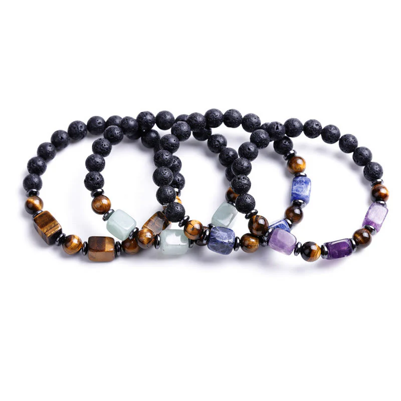 Buddha Stones Vari Cristalli Pietra lavica Bracciale Calma - Image 79