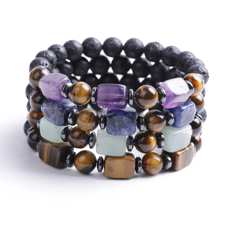 Buddha Stones Vari Cristalli Pietra lavica Bracciale Calma - Image 80