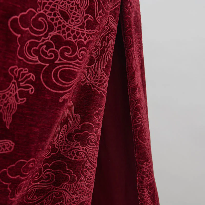 Buddha Stones Vintage Autunno Inverno Cinese Rana-Bottone Tang Suit Uomo Drago Jacquard Vestaglia Con Tasche - Image 28
