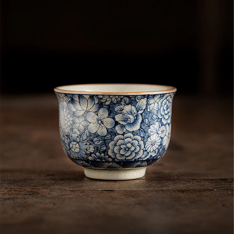 Buddha Stones Vintage Lotus Peonia Prugna Fiore Crisantemo Tazza da tè in ceramica Tazze da tè - Image 6