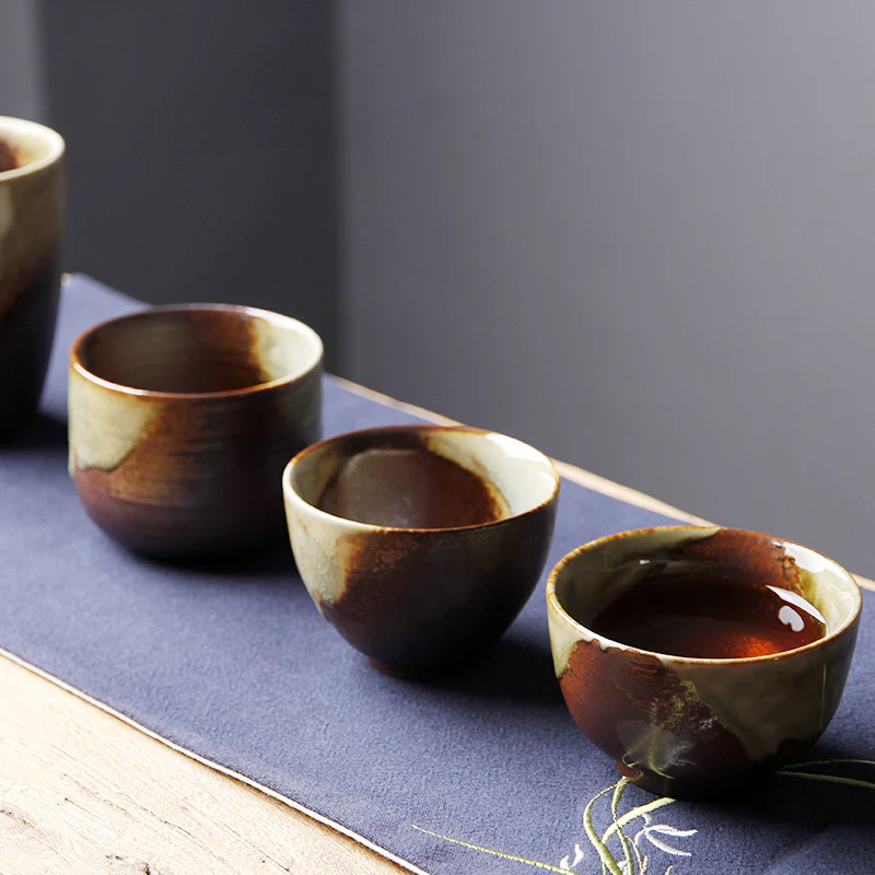 Buddha Stones Vintage Marrone Beige Forno Cambia Tazza da Tè in Ceramica Kung Fu Tazza da Tè Ciotola - Image 12