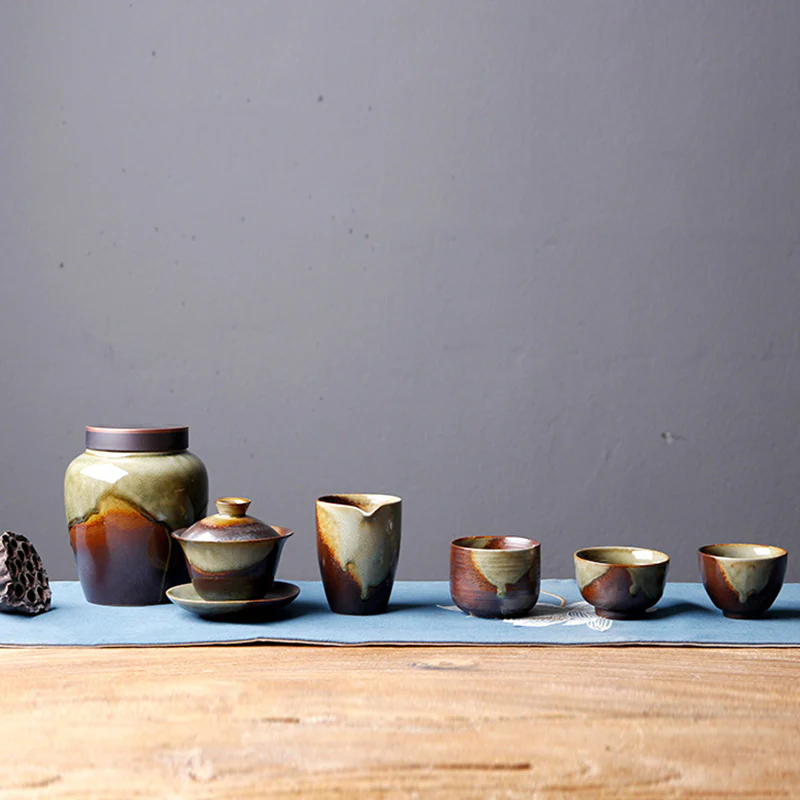 Buddha Stones Vintage Marrone Beige Forno Cambia Tazza da Tè in Ceramica Kung Fu Tazza da Tè Ciotola - Image 17