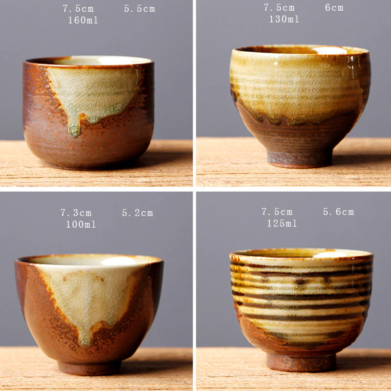 Buddha Stones Vintage Marrone Beige Forno Cambia Tazza da Tè in Ceramica Kung Fu Tazza da Tè Ciotola - Image 18