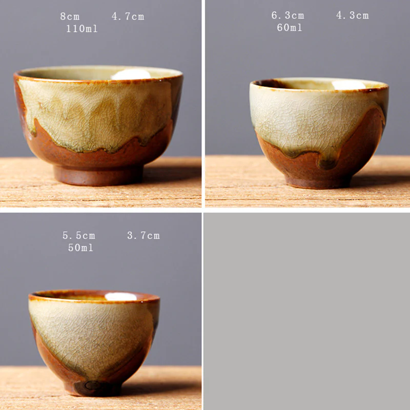 Buddha Stones Vintage Marrone Beige Forno Cambia Tazza da Tè in Ceramica Kung Fu Tazza da Tè Ciotola - Image 19