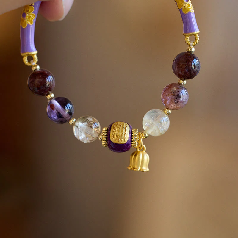 Buddha Stones Viola Fantasma Giada Viola Scrittura Citrino Amore Saggezza Braccialetto - Image 3