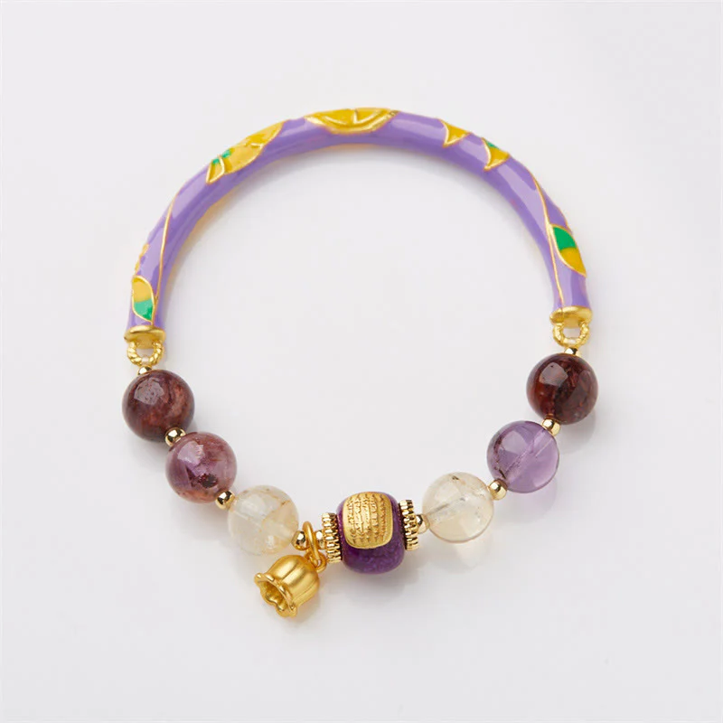 Buddha Stones Viola Fantasma Giada Viola Scrittura Citrino Amore Saggezza Braccialetto - Image 7