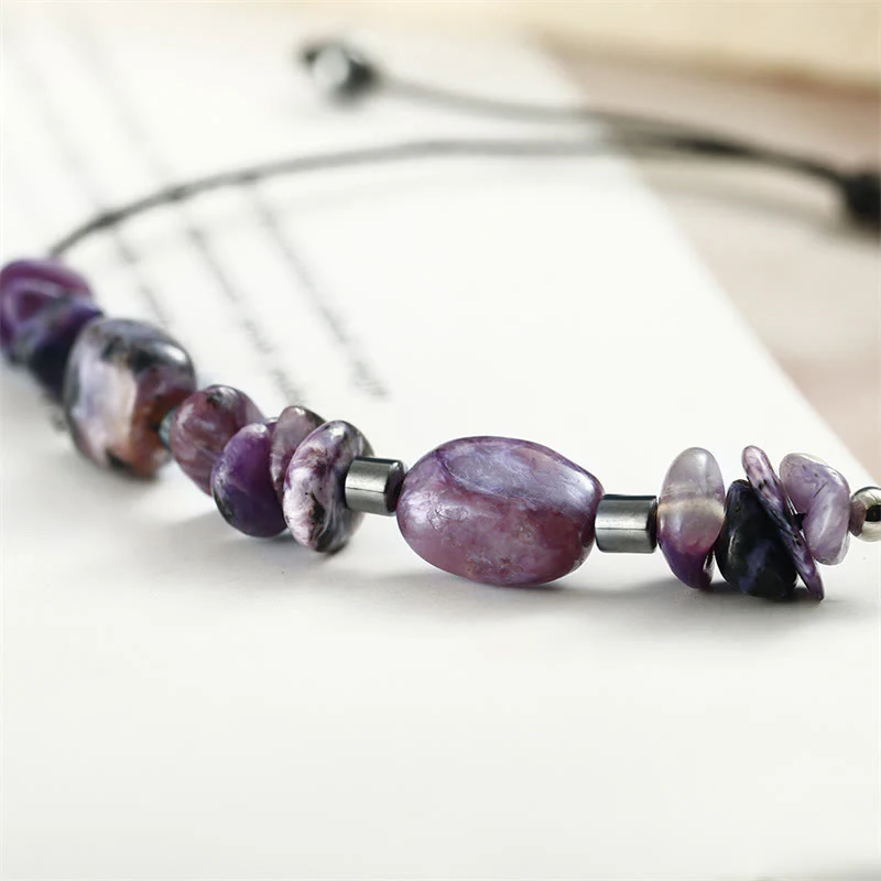Buddha Stones Vivi nel momento Bracciale potente in ematite e charoite - Image 10