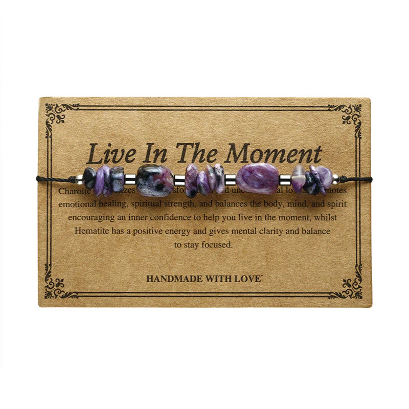 Buddha Stones Vivi nel momento Bracciale potente in ematite e charoite - Image 11