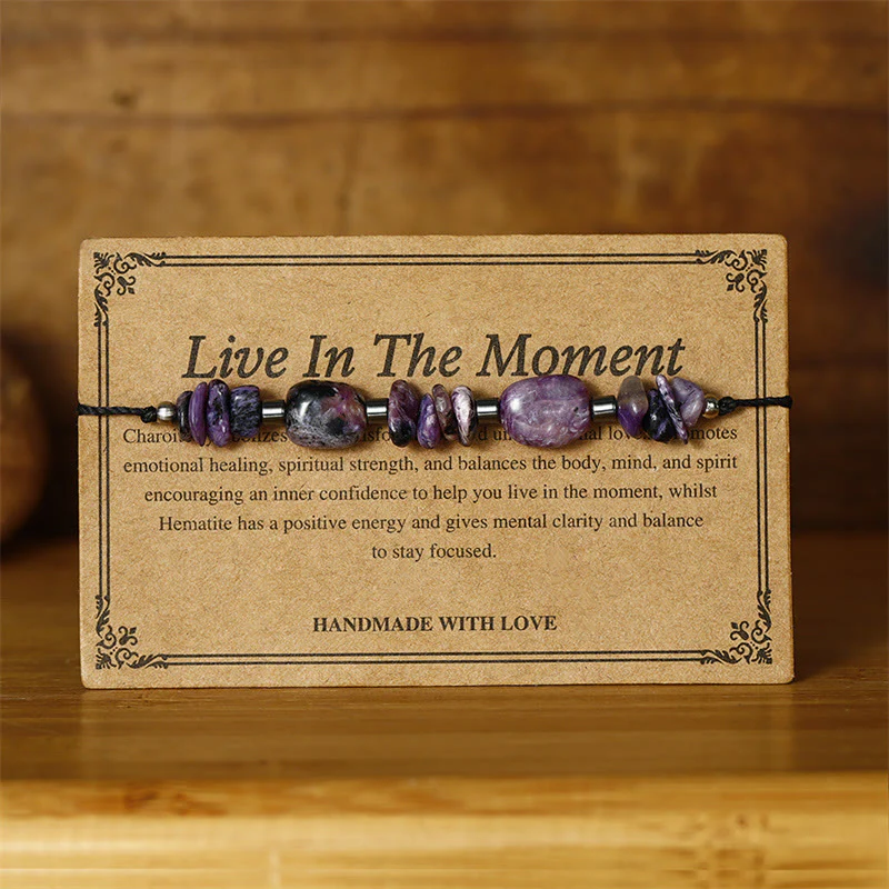 Buddha Stones Vivi nel momento Bracciale potente in ematite e charoite - Image 2