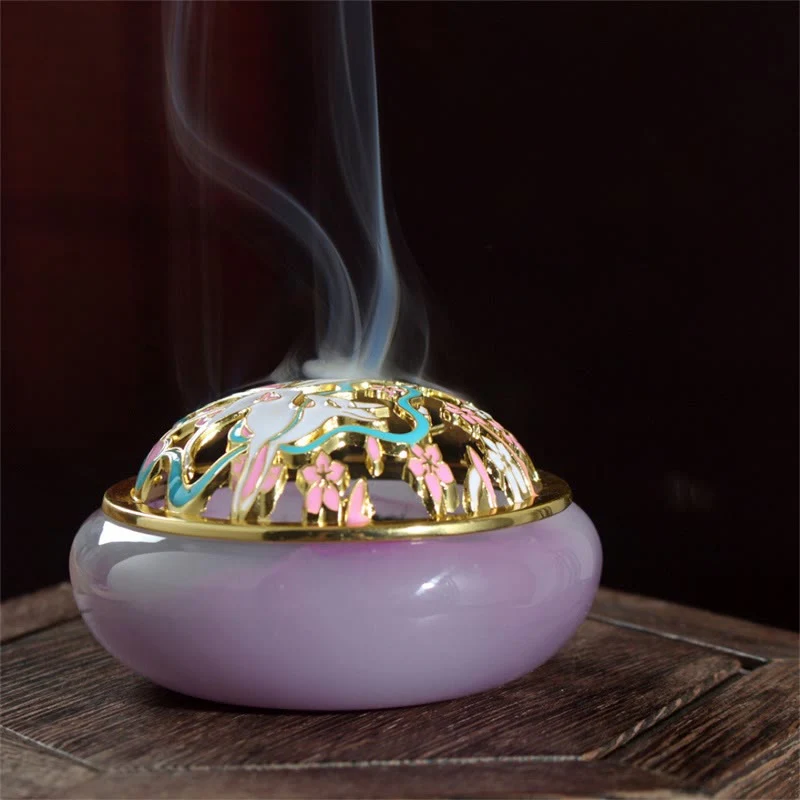 Buddha Stones Volpe a nove code Liuli Cristallo curativo Meditazione Bruciatore di incenso - Image 3