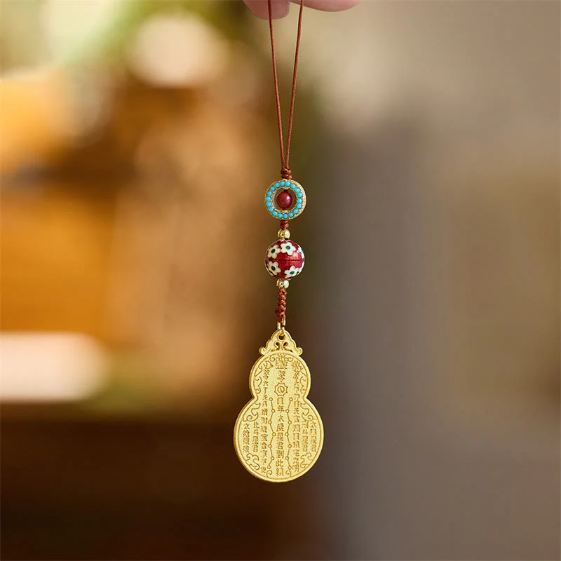 Buddha Stones Wu Lou Zucca Fu Carattere Tai Sui Amuleto Fortuna Telefono Appeso Decorazione Portachiavi - Image 2