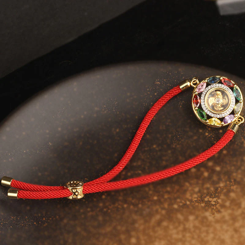 Buddha Stones Zircone colorato Rame Ricchezza Fortuna Rotazione Bracciale Collana Pendente - Image 19