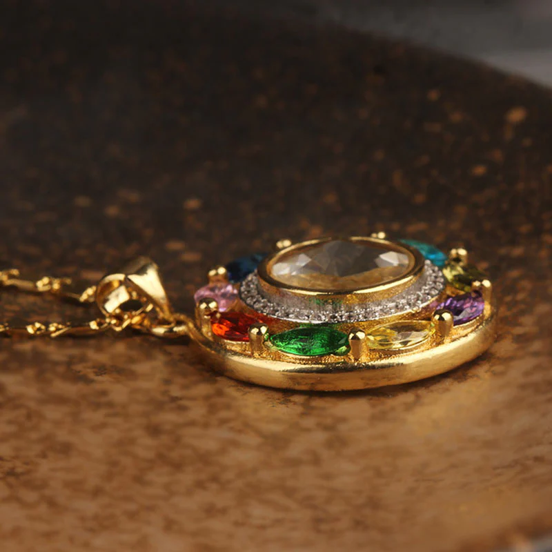 Buddha Stones Zircone colorato Rame Ricchezza Fortuna Rotazione Bracciale Collana Pendente - Image 7