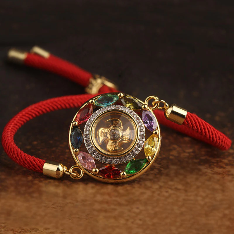 Buddha Stones Zircone colorato Rame Ricchezza Fortuna Rotazione Bracciale Collana Pendente - Image 9