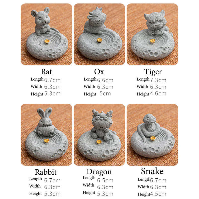 Buddha Stones Zodiaco cinese Bruciatore di incenso curativo Decorazione da scrivania - Image 47