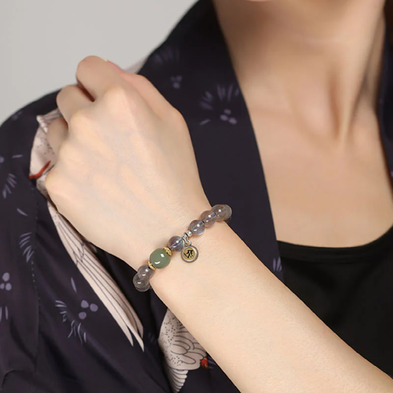 Buddha Stones Zodiaco cinese Buddha natale Argento Sterling 925 Pietra di luna naturale Giada Hetian Braccialetto positivo - Image 6