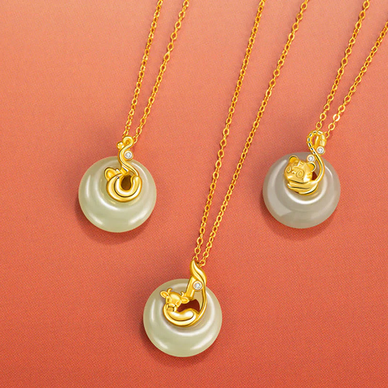 Buddha Stones Zodiaco cinese Giada Hetian Argento Sterling 925 Collana con ciondolo Abbondanza - Image 32