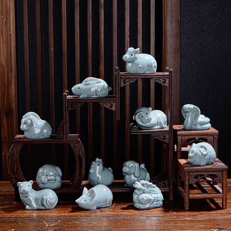 Buddha Stones Zodiaco cinese Ricchezza Ceramica Tè Animale domestico Decorazione della casa Figurina - Image 2