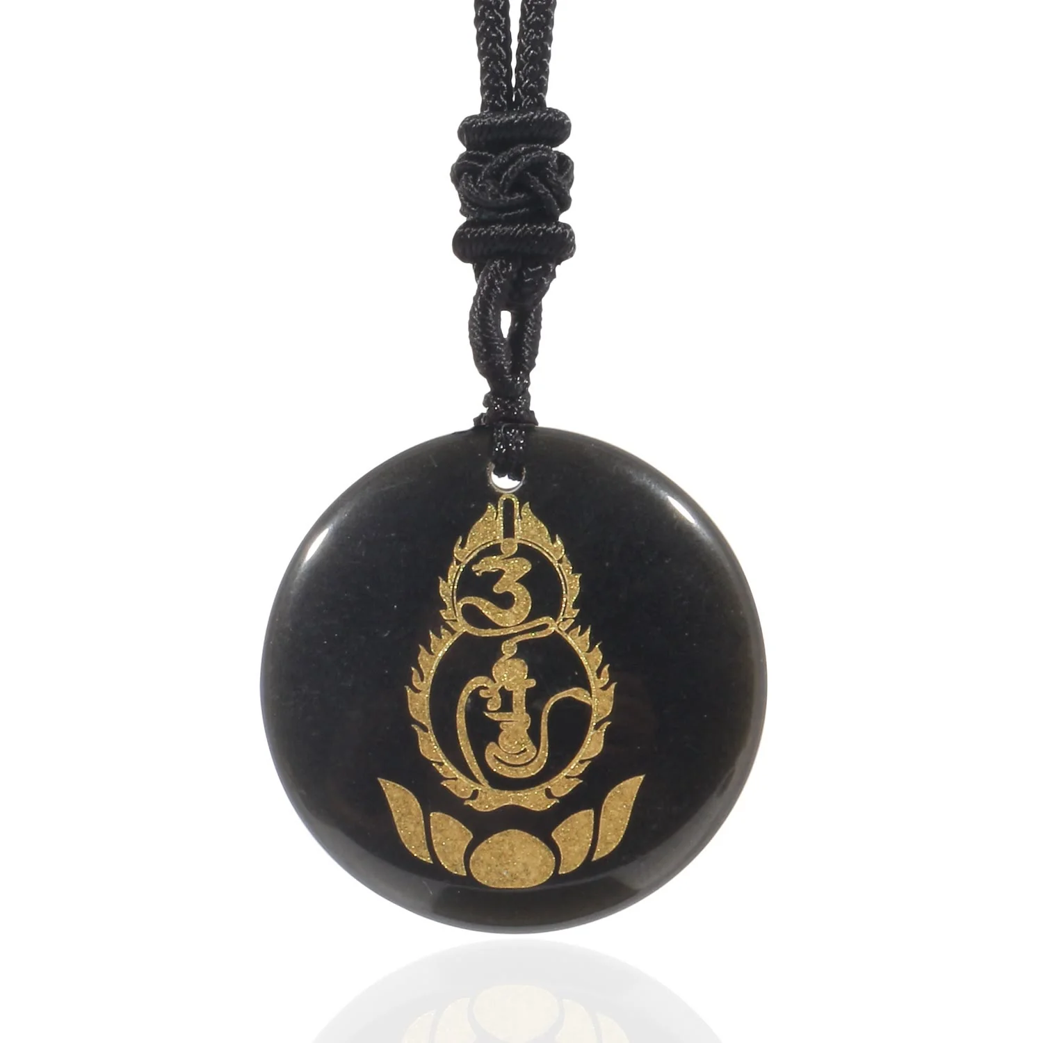 Buddha Stones Zucca Loto Piedistallo Modello Vajra Protezione Mantra Naturale Vari Cristallo Ossidiana Nera Collana Pendente