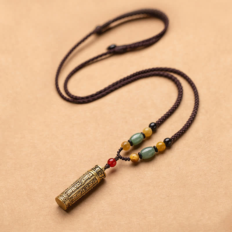 Buddhastoneshop Tibet Om Mani Padme Hum Agata Shurangama Sutra Collana con pendente di protezione