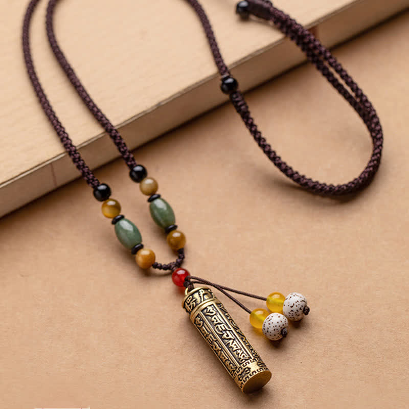 Buddhastoneshop Tibet Om Mani Padme Hum Agata Shurangama Sutra Collana con pendente di protezione - Image 14