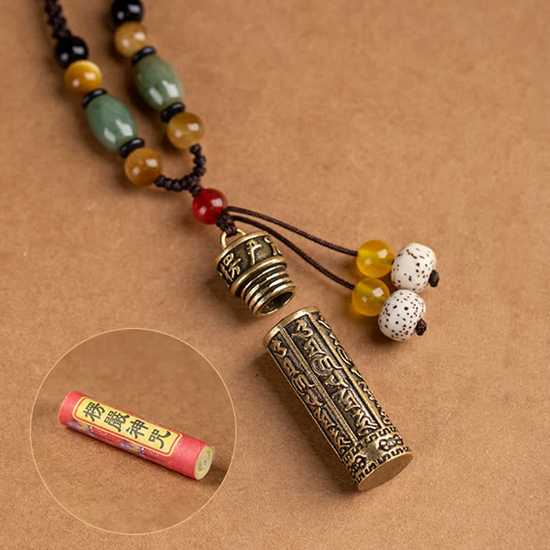 Buddhastoneshop Tibet Om Mani Padme Hum Agata Shurangama Sutra Collana con pendente di protezione - Image 16