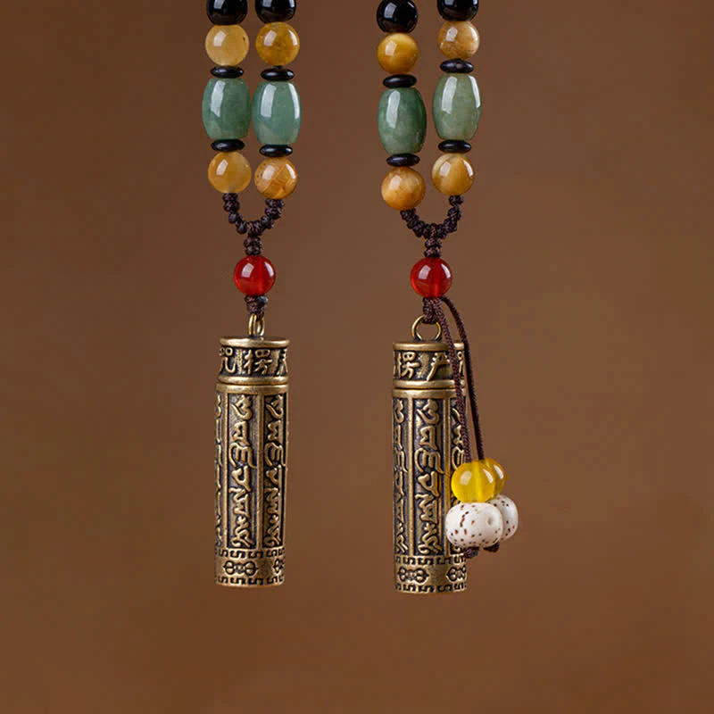 Buddhastoneshop Tibet Om Mani Padme Hum Agata Shurangama Sutra Collana con pendente di protezione - Image 3