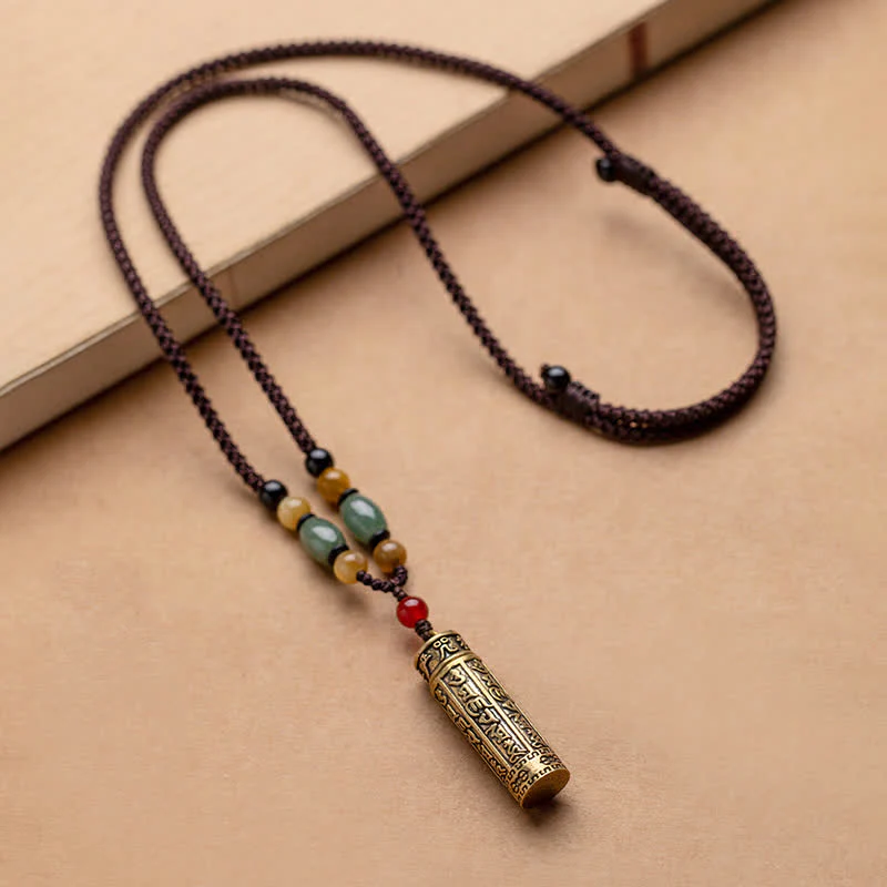 Buddhastoneshop Tibet Om Mani Padme Hum Agata Shurangama Sutra Collana con pendente di protezione - Image 4