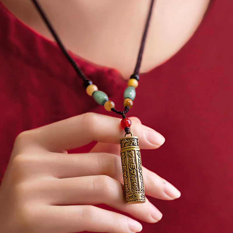 Buddhastoneshop Tibet Om Mani Padme Hum Agata Shurangama Sutra Collana con pendente di protezione - Image 5