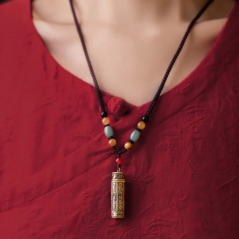 Buddhastoneshop Tibet Om Mani Padme Hum Agata Shurangama Sutra Collana con pendente di protezione - Image 6