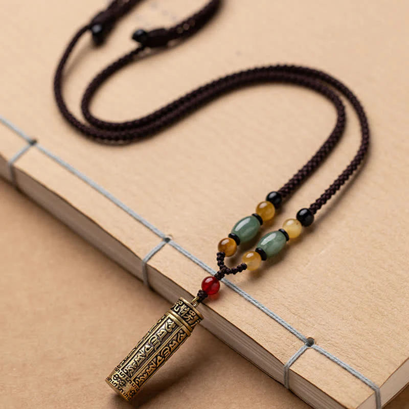 Buddhastoneshop Tibet Om Mani Padme Hum Agata Shurangama Sutra Collana con pendente di protezione - Image 7